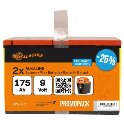 Gallagher Duopack Alkaline batterij 2x 9V/175Ah - 190x125x160mm